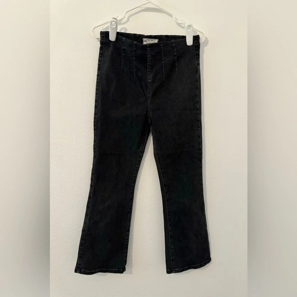 Free People high waist cropped bootcut jeans pull on black wash comfy size 28 - Picture 1 of 10